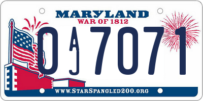 MD license plate 0AJ7071