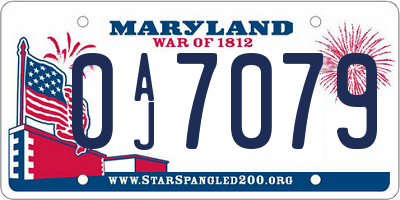 MD license plate 0AJ7079