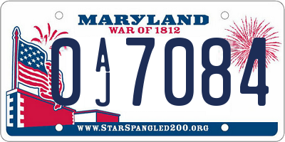 MD license plate 0AJ7084
