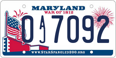 MD license plate 0AJ7092