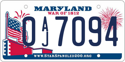 MD license plate 0AJ7094