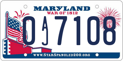 MD license plate 0AJ7108