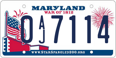 MD license plate 0AJ7114