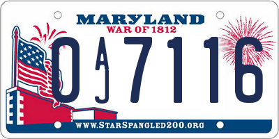 MD license plate 0AJ7116
