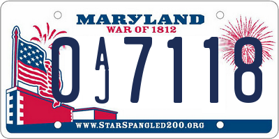 MD license plate 0AJ7118