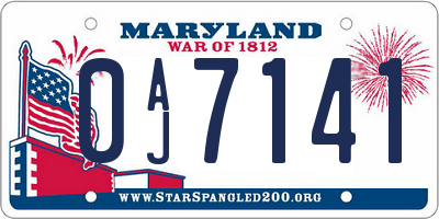 MD license plate 0AJ7141