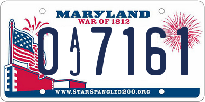 MD license plate 0AJ7161