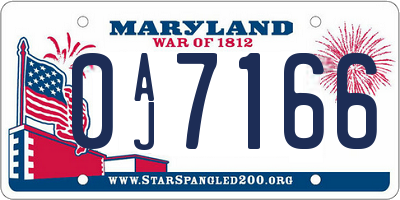 MD license plate 0AJ7166
