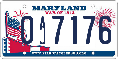 MD license plate 0AJ7176