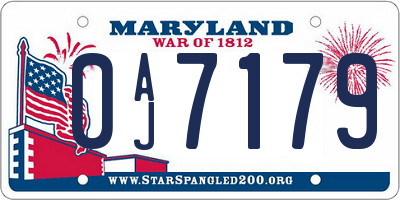 MD license plate 0AJ7179