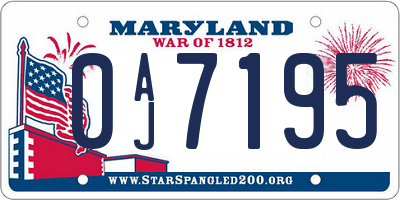 MD license plate 0AJ7195