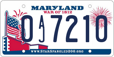 MD license plate 0AJ7210