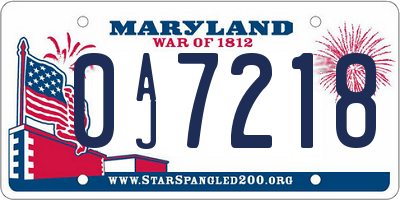 MD license plate 0AJ7218