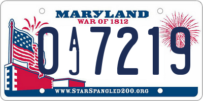 MD license plate 0AJ7219