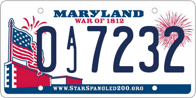 MD license plate 0AJ7232