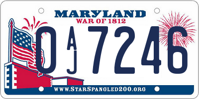 MD license plate 0AJ7246