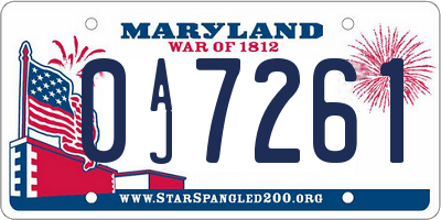MD license plate 0AJ7261