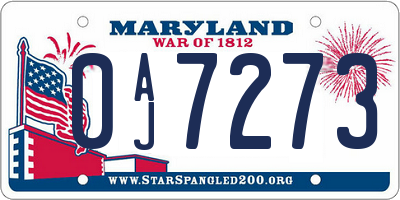 MD license plate 0AJ7273
