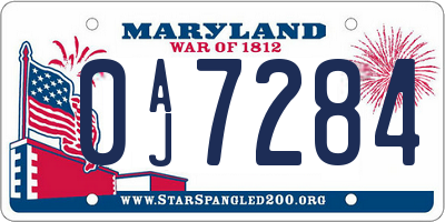 MD license plate 0AJ7284
