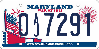 MD license plate 0AJ7291