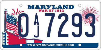 MD license plate 0AJ7293