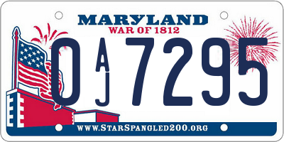 MD license plate 0AJ7295