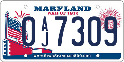 MD license plate 0AJ7309