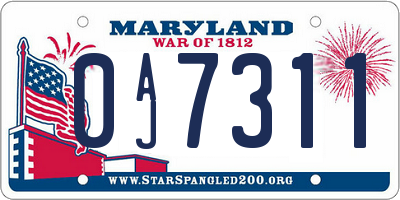 MD license plate 0AJ7311