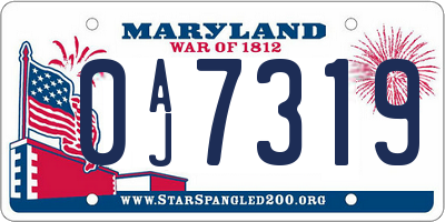 MD license plate 0AJ7319