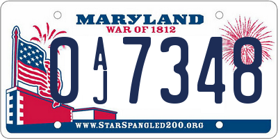 MD license plate 0AJ7348