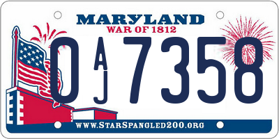 MD license plate 0AJ7358