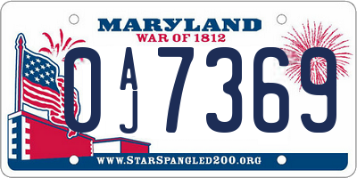MD license plate 0AJ7369