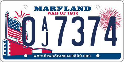 MD license plate 0AJ7374