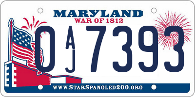 MD license plate 0AJ7393