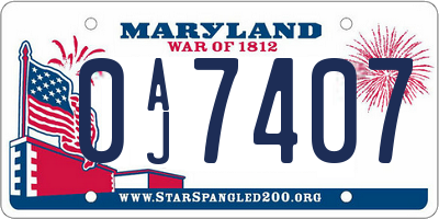 MD license plate 0AJ7407