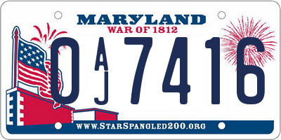 MD license plate 0AJ7416