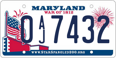 MD license plate 0AJ7432
