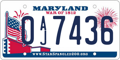 MD license plate 0AJ7436
