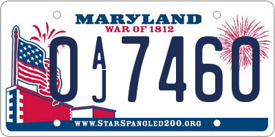 MD license plate 0AJ7460