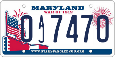 MD license plate 0AJ7470