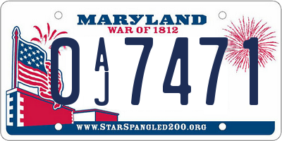 MD license plate 0AJ7471