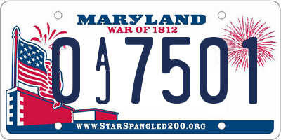 MD license plate 0AJ7501
