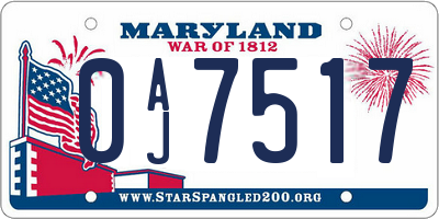 MD license plate 0AJ7517