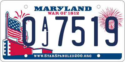 MD license plate 0AJ7519
