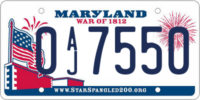 MD license plate 0AJ7550