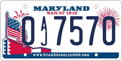 MD license plate 0AJ7570