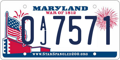 MD license plate 0AJ7571