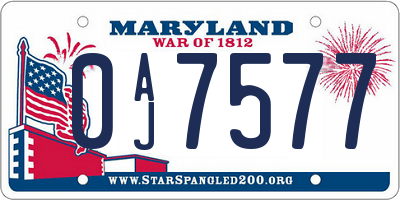 MD license plate 0AJ7577