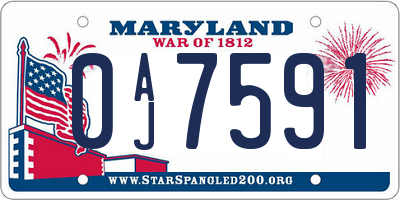 MD license plate 0AJ7591