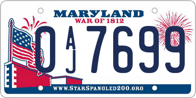MD license plate 0AJ7699
